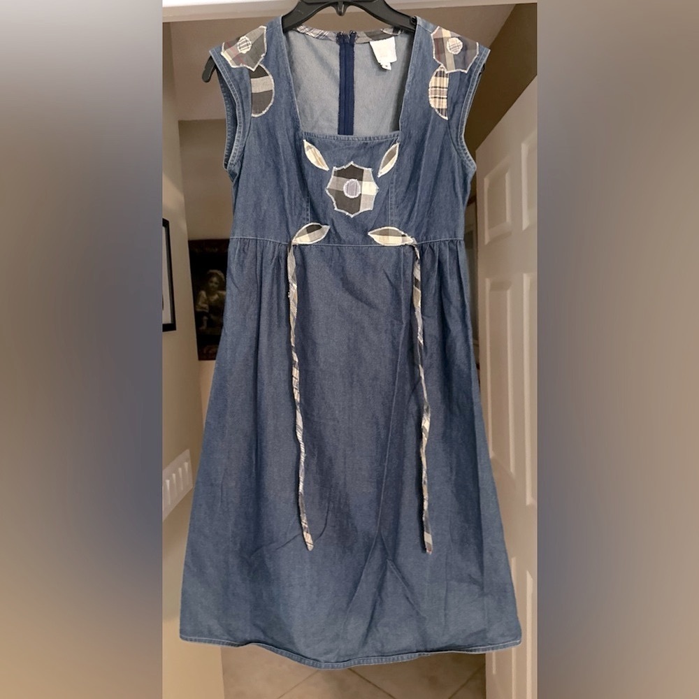 Vintage ANNA SUI VINTAGE Denim Applique Patchwork Dress- Archival - Picture 9 of 12